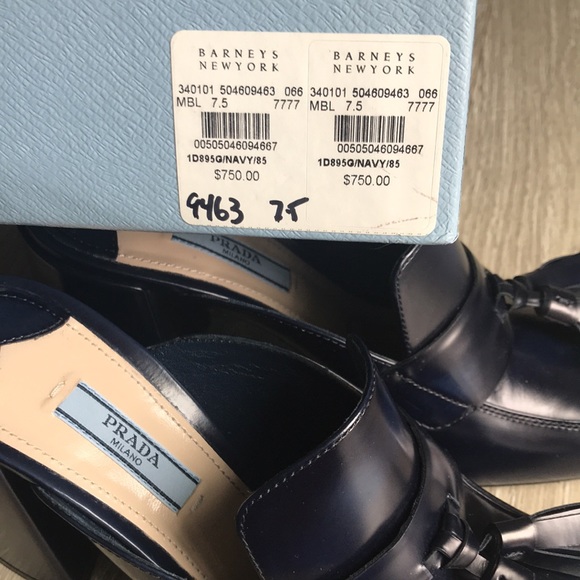 Prada Navy Blue 3” gelled backless loafer - Picture 7 of 7